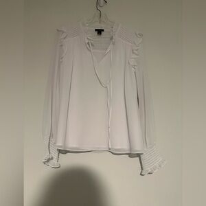 halogen white long sleeve blouse NWT